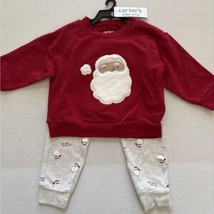 Carters Child of Mine Christmas Santa Set Sweatshirt Pants 12 Months NWT